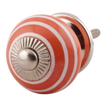 Orange Striped Small Ceramic Dresseer Knobs